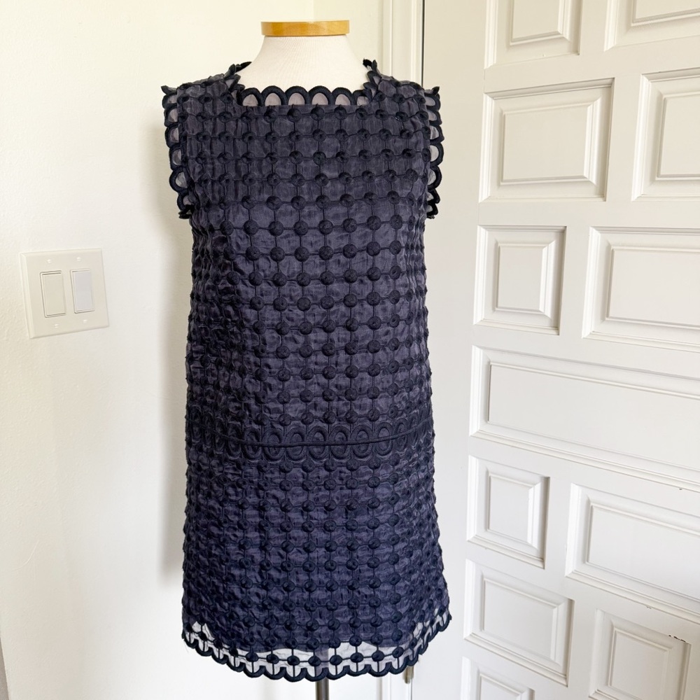 RED Valentino Navy Blue Sheath Dress Sleeveless 100% Silk Classic